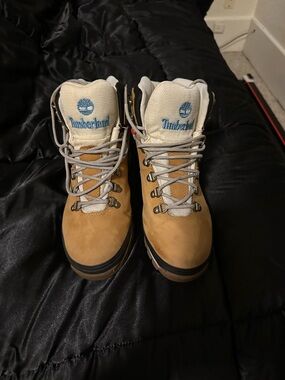 Timberland Kids Wheat Nubuck Hiking Boots with White Tongues